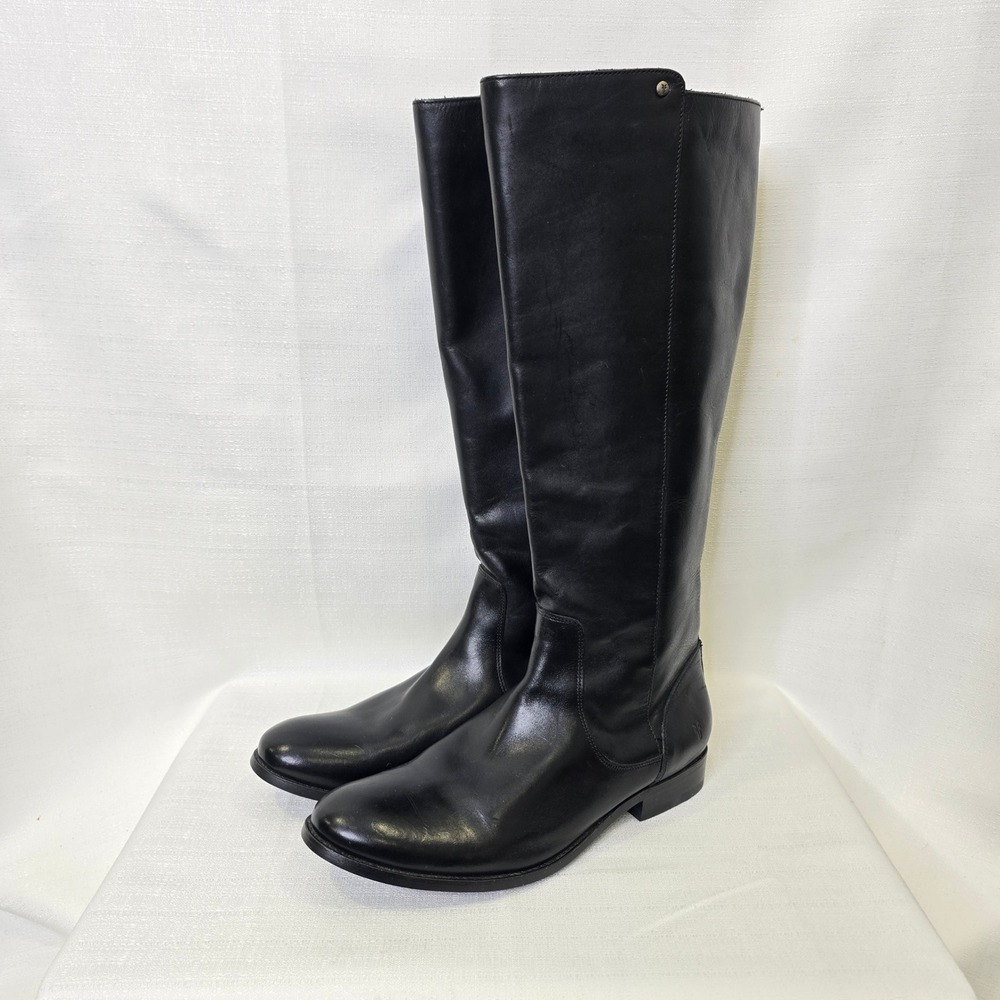 Frye Melissa Stud Riding Boots Womens 11 Black Excellent Leather Back Zip Tall
